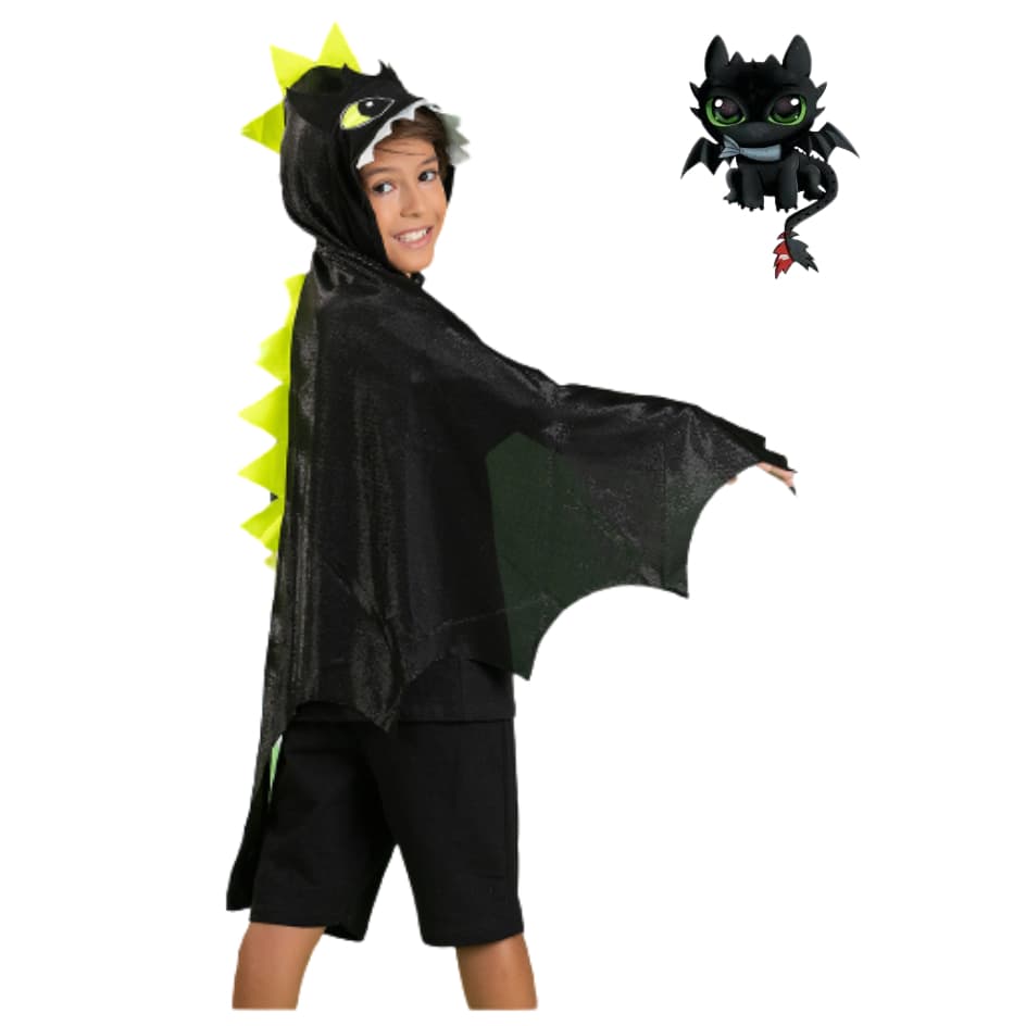 Fantasia Infantil Como Treinar Seu Dragão Banguela Capa Com Asa e Capuz Menino Menina Halloween