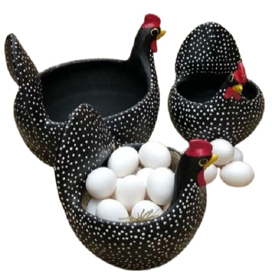 Galinha de Barro Decorativa Porta Ovos - 36 Unidades