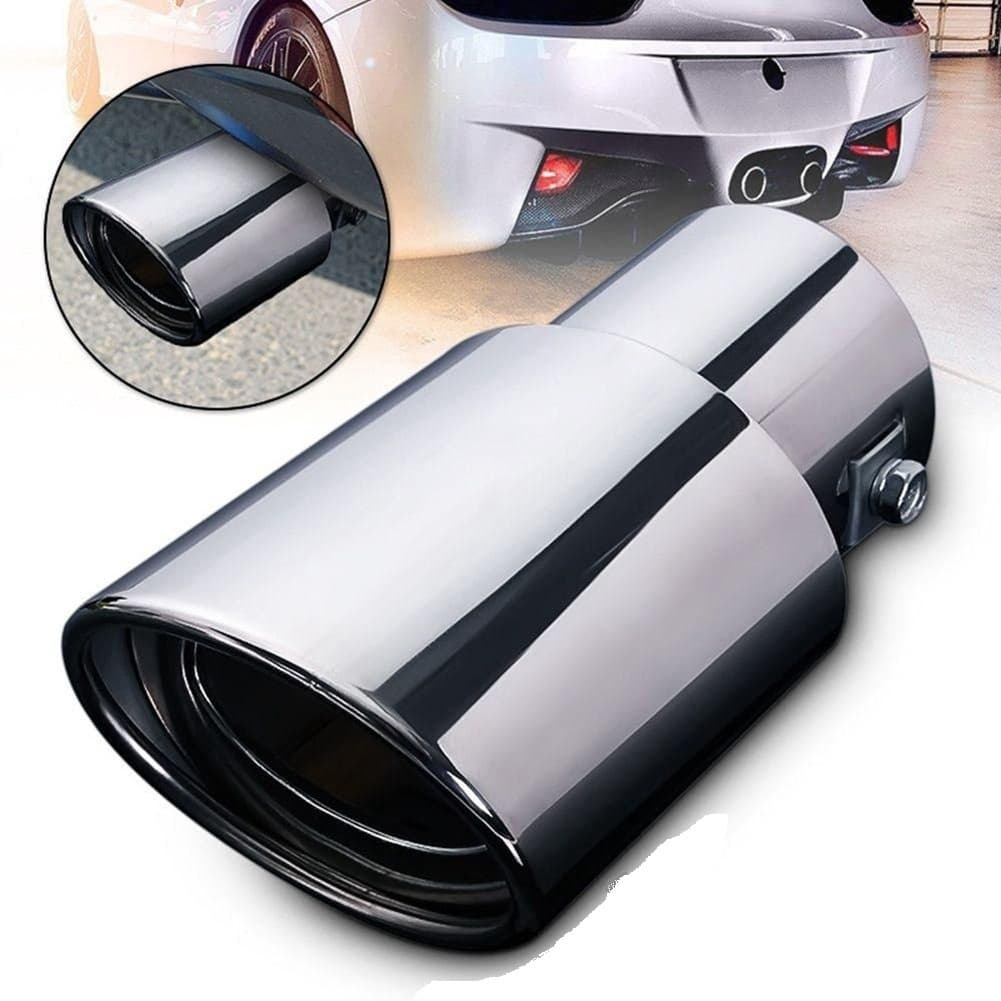 Ponteira Escapamento Aço Inox Saída 3 Polegadas Universal Prata Tuning Esportivo Carro Universal Parafuso Alumínio