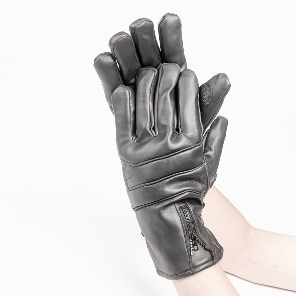 Luvas Retrô de Couro para Motocicleta / Luvas Impermeáveis para Moto/Fecho Zíper