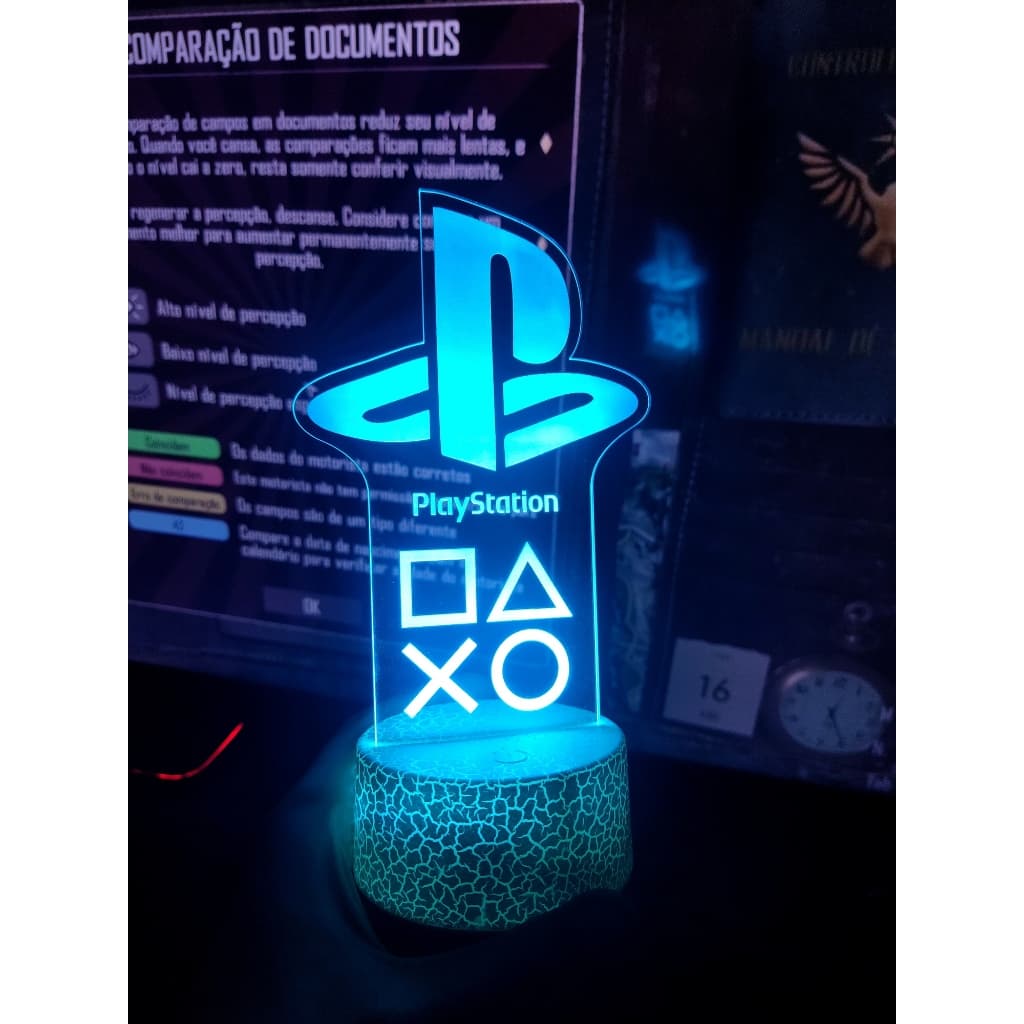 Abajur Luminária LED Decorativa Gamer Playstation