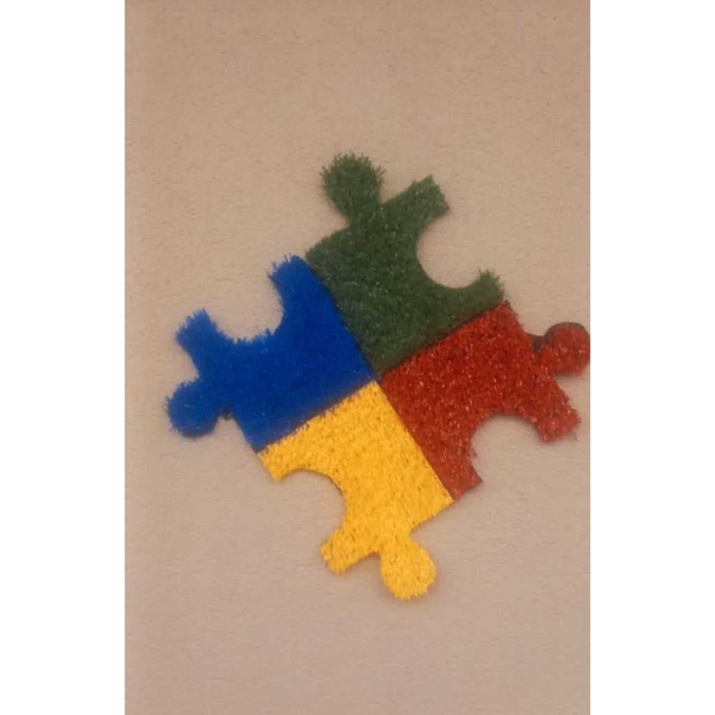 Mini Quebra-cabeça grama sintética colorida, símbolo do AUTISMO