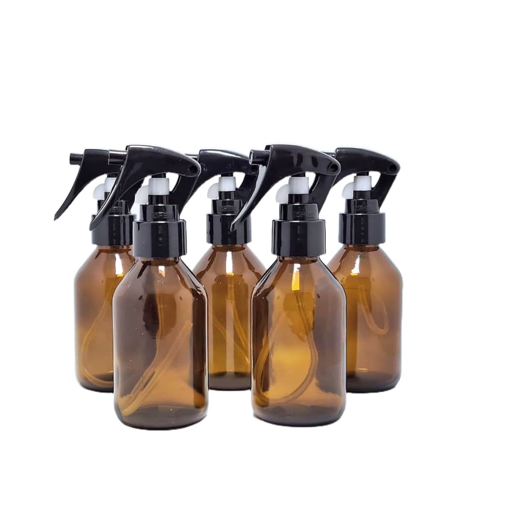 Frasco de Vidro Âmbar Spray Gatilho 100ML (5 Unidades) + BRINDE
