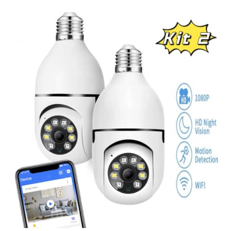 Kit 2 Mini IP Câmera Wifi sem fio visão noturna microfone auto falante acesso remoto aplicativo