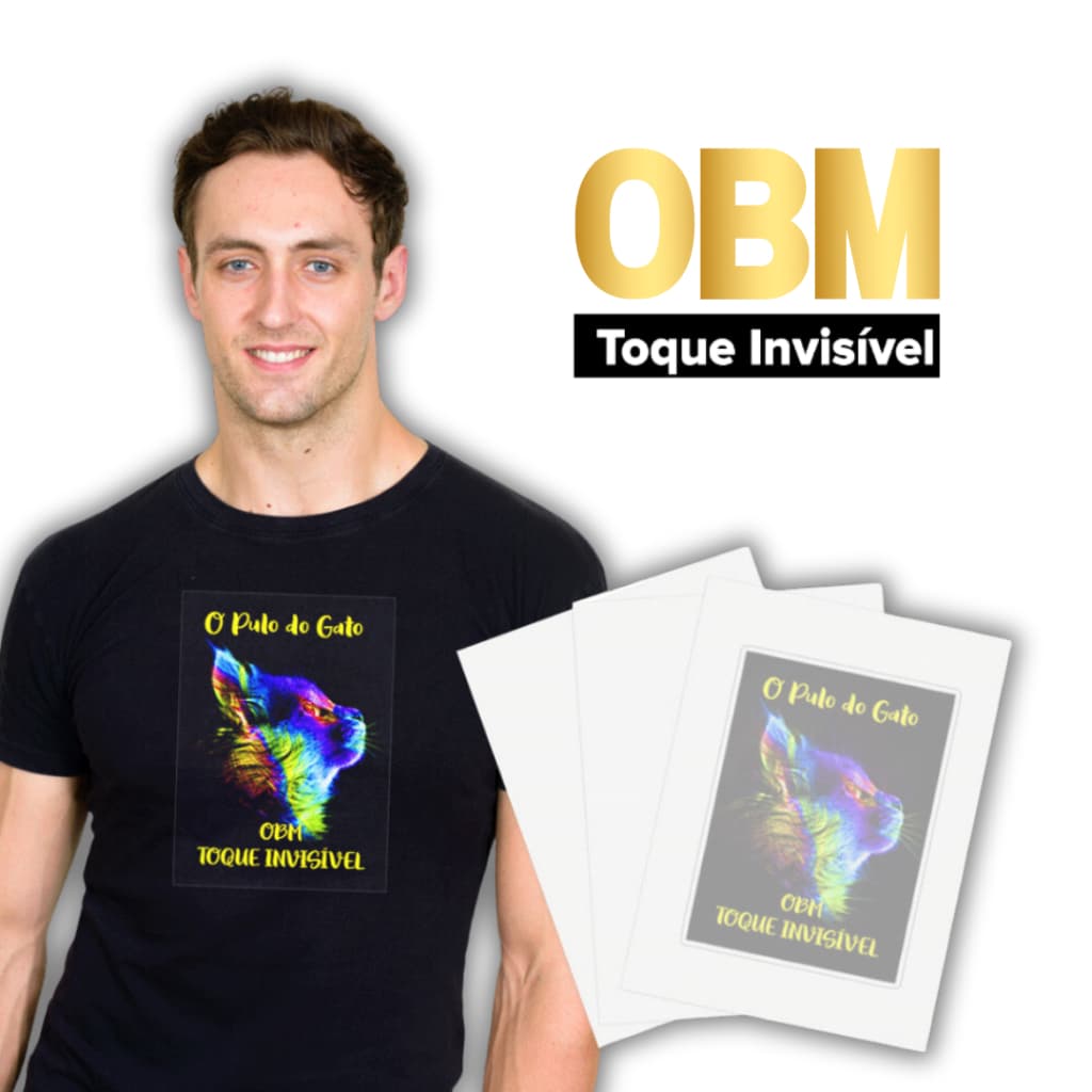 Kit 20 Folhas OBM Toque Invisível - Para Personalização de Tecidos Escuros, Brancos ou coloridos em algodão, poliéster ou viscos