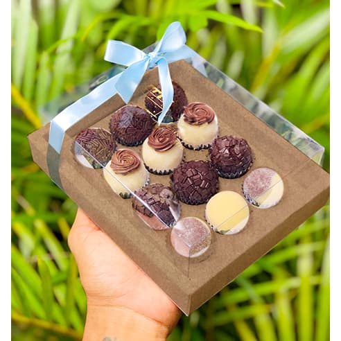 Kit 5~20 Caixas 12 Doces Kraft 14x18x06cm - Confeitaria, Brigadeiro