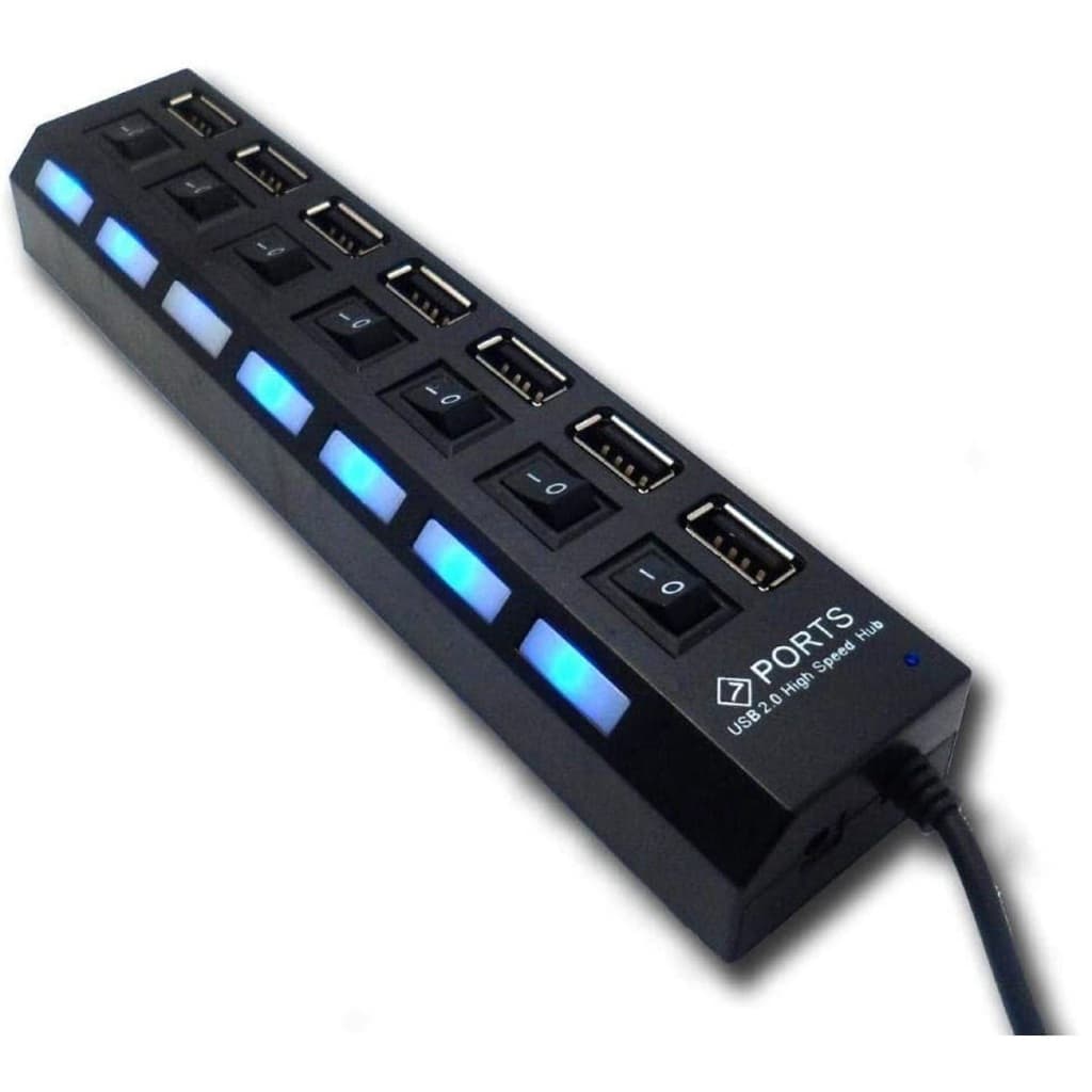 HUB USB 2.0 Com 7 Portas Switch On/Off e Led Indicador