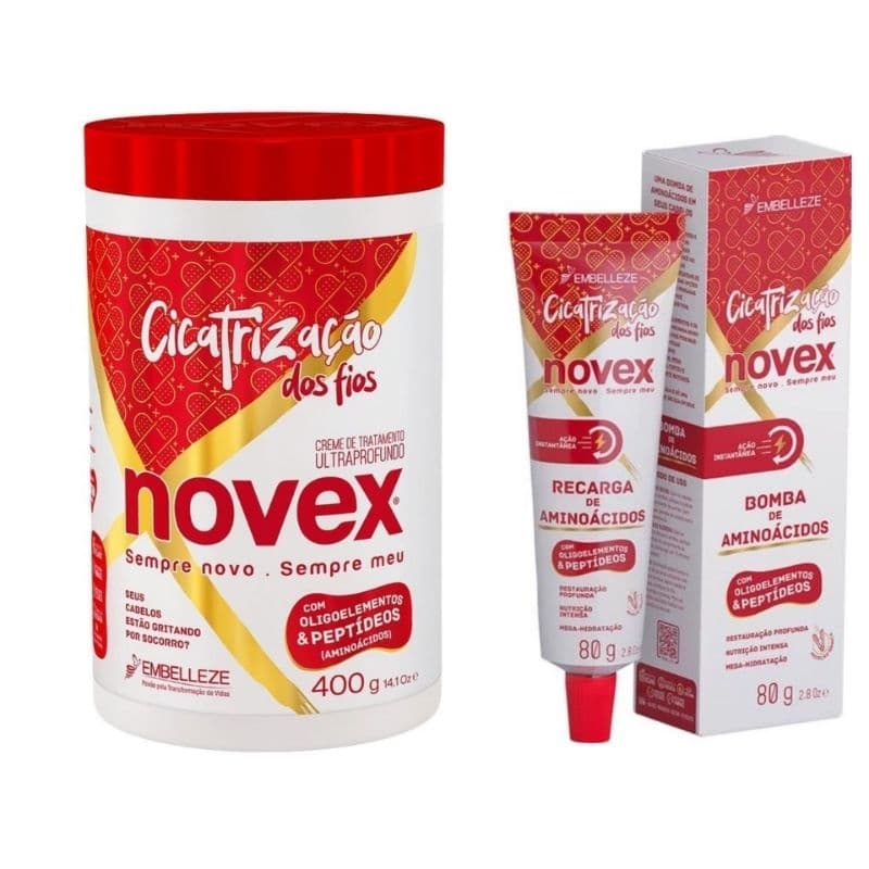Kit Novex Cicatrização dos Fios Mascara 400g + Recarga 80g
