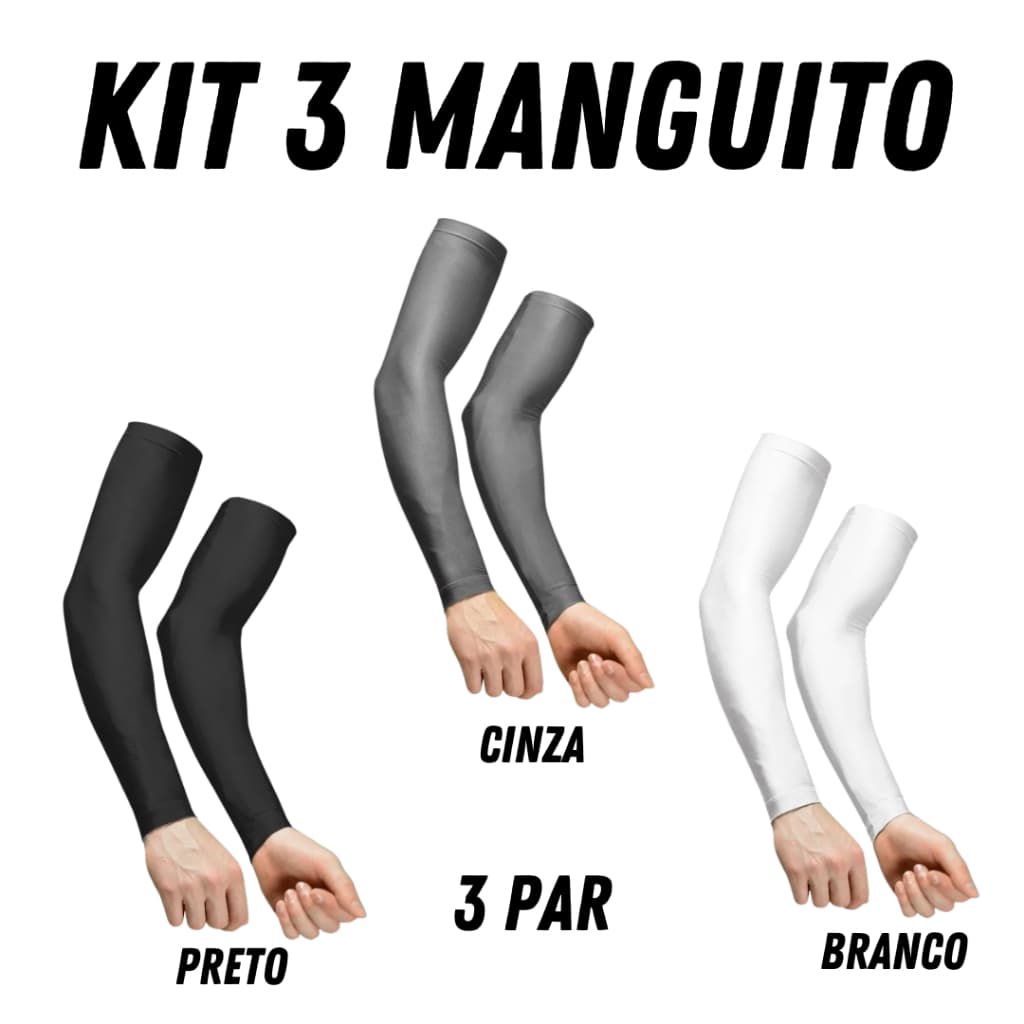 Kit 3 Manguito Termico Proteção Solar UV 50+ Segunda Pele Manga Longa Mangote Motoqueiro Ciclismo Frio Calor Unissex