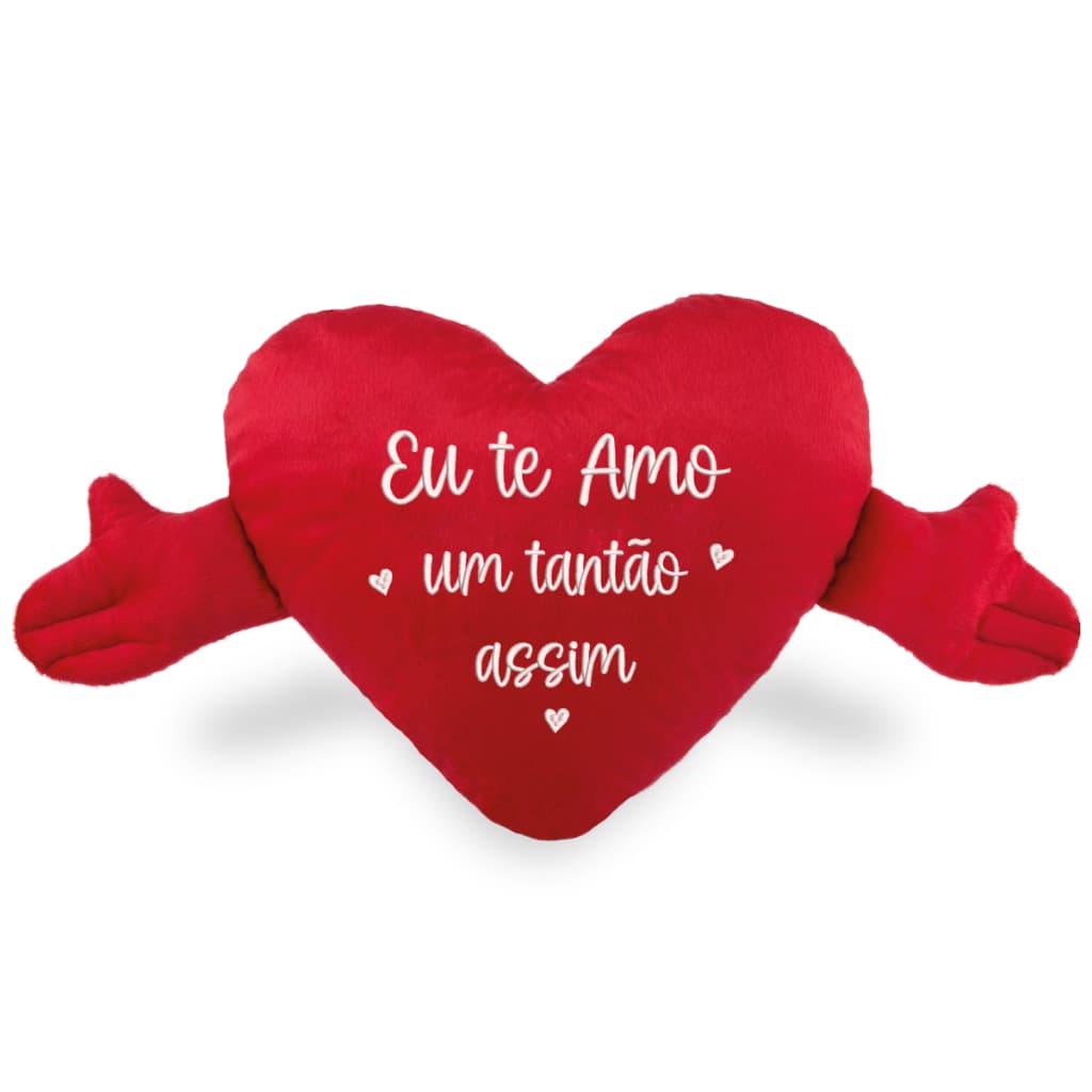 Almofada Coração Com Mãos "Eu te amo um tantão assim" M - 52cm