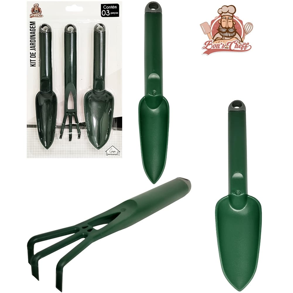 Kit Para Jardim Com 2 Pás / Garfo / Rastelo