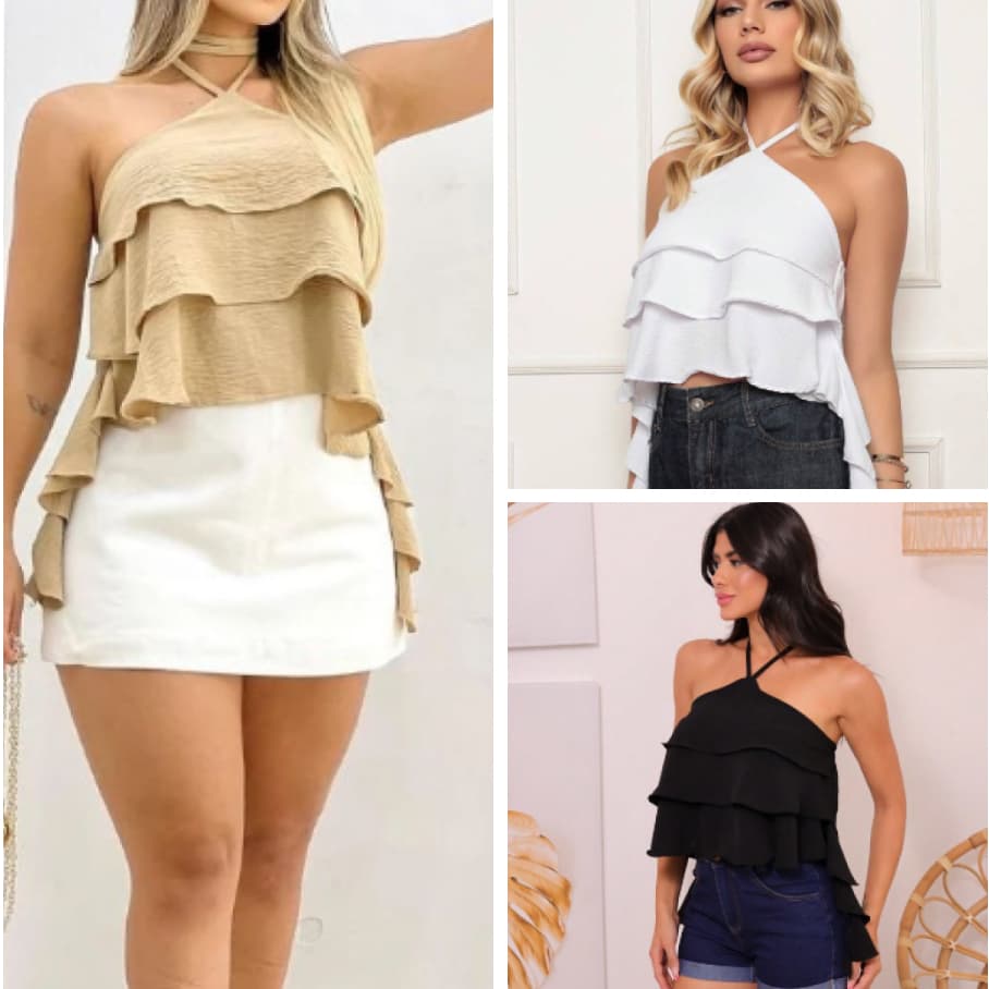 Kit 3 Blusas DUNA 3 babados