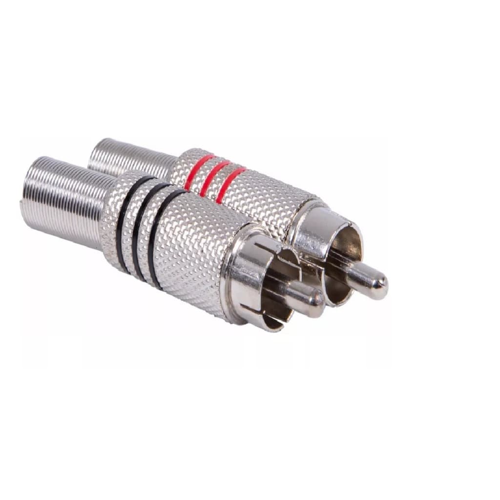 Kit 6 Plugs Rca Conector Macho Metálico Com Mola