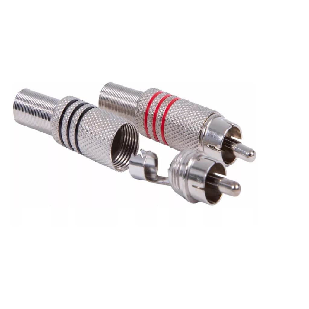 Kit 12 Plugs Rca Conector Macho Metálico Com Mola