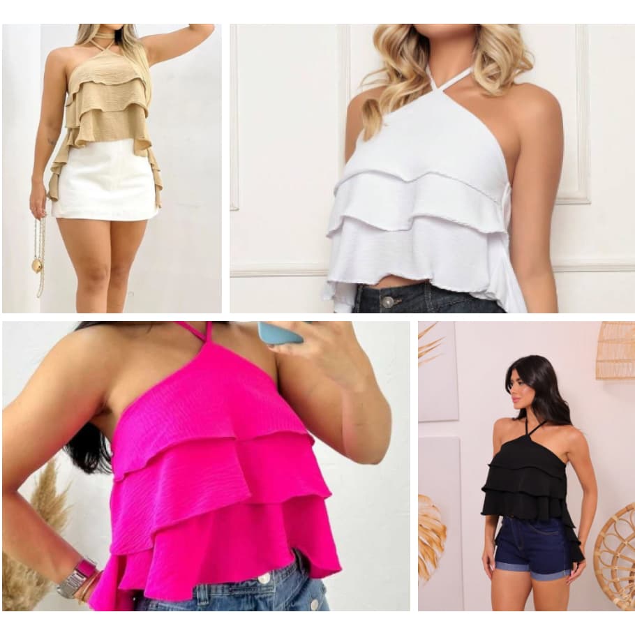 Kit 4 Blusas DUNA 3 babados
