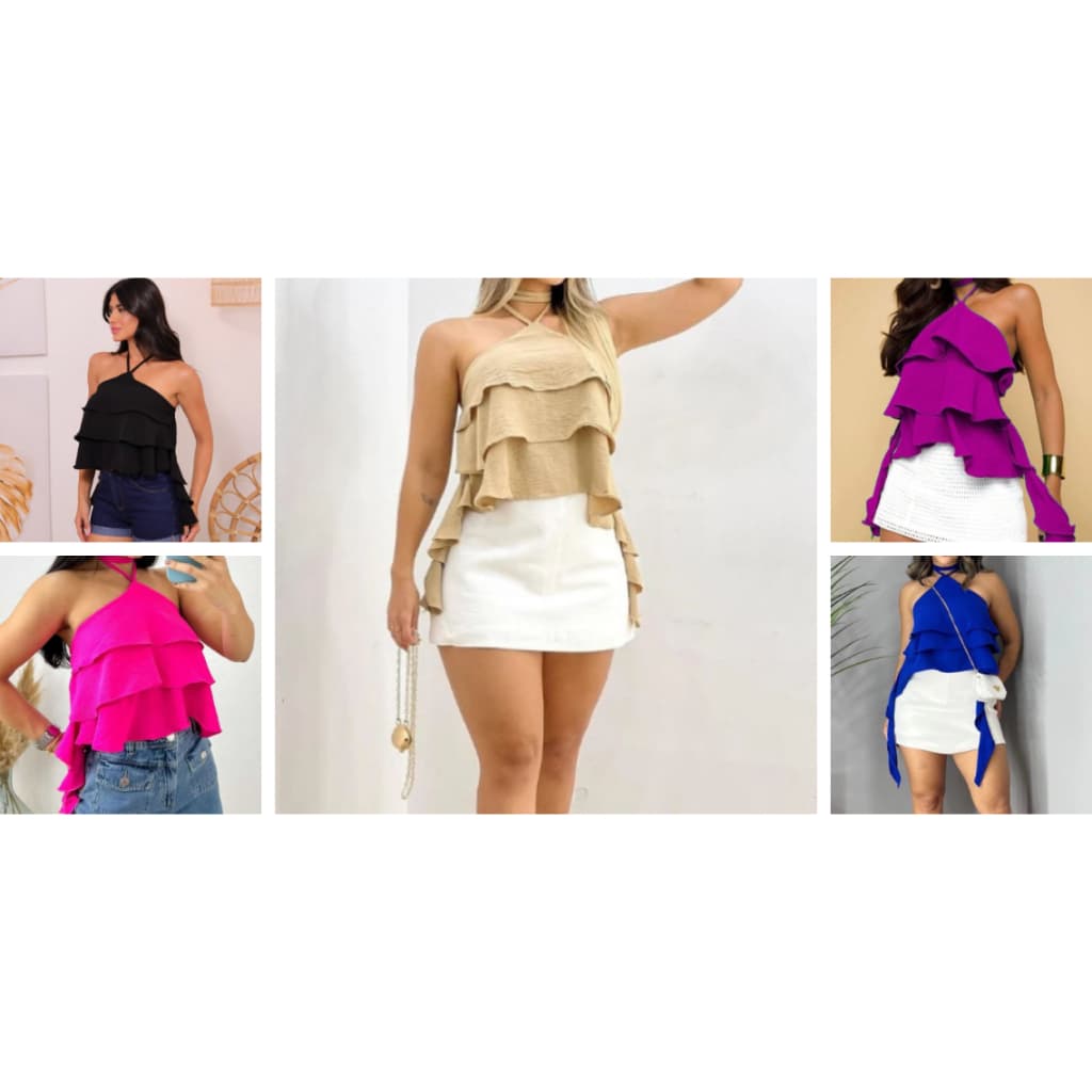 Kit 5 Blusas DUNA 3 babados