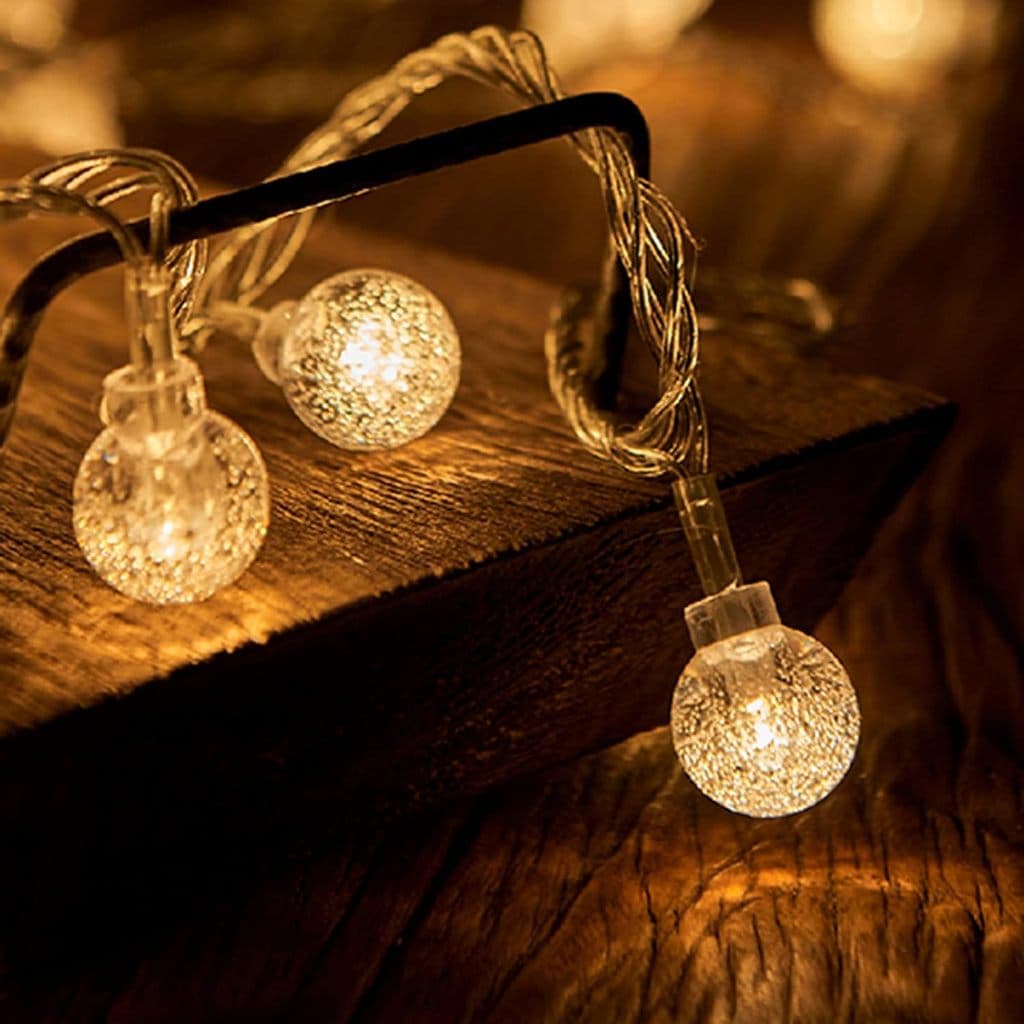 Cordão de Led Varão Luminoso Bolinha Cristal 4m 20 Leds Alimentação 3 Pilhas AA ou USB Eventos Lar