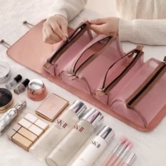 Bolsa Necessaire Estojo de Maquiagem Cosmético Viagem Compartimento Destacáveis Volumoso