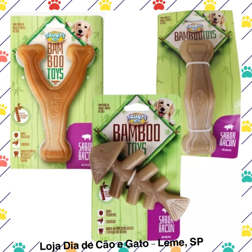 Kit Bamboo Toy - Forquilha Média, Espinha de peixe e Osso Grande