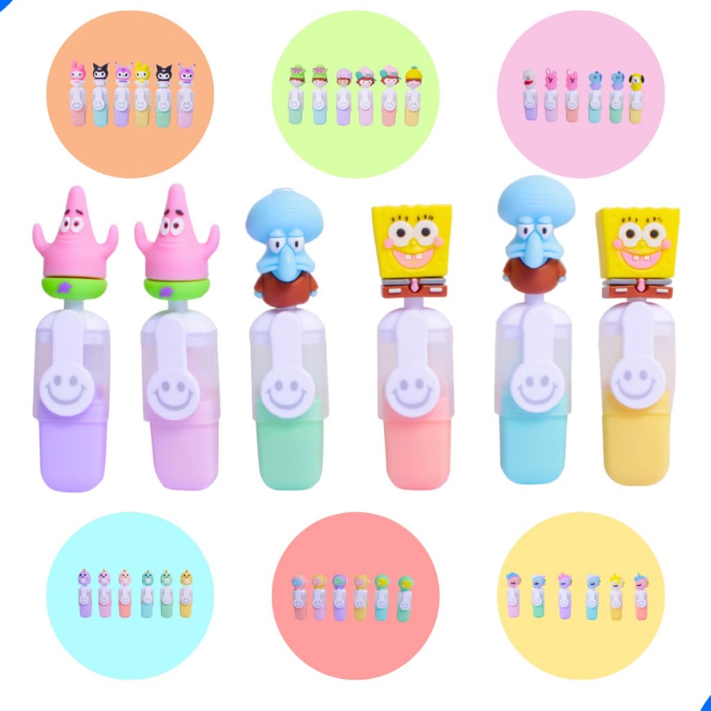 Kit 6 Mini Marca Texto Infantil Escolar Variado Coloridas Ifantil/Cabe perfeitamente na Mão