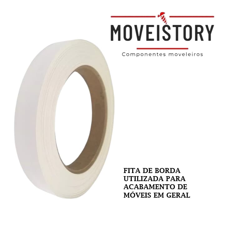 Fita De Borda Pvc Branco Tx 19mm X 50m P/ Móveis Mdf