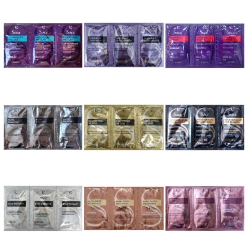 Sachê Siàge OU Kit com 3 Sachês (Shampoo, Condicionador e Máscara) - Eudora