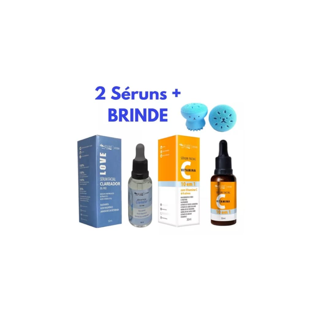 Sérum Clareador + Sérum Vitamina C 10 em 1 Max Love Kit C/2 Unidades