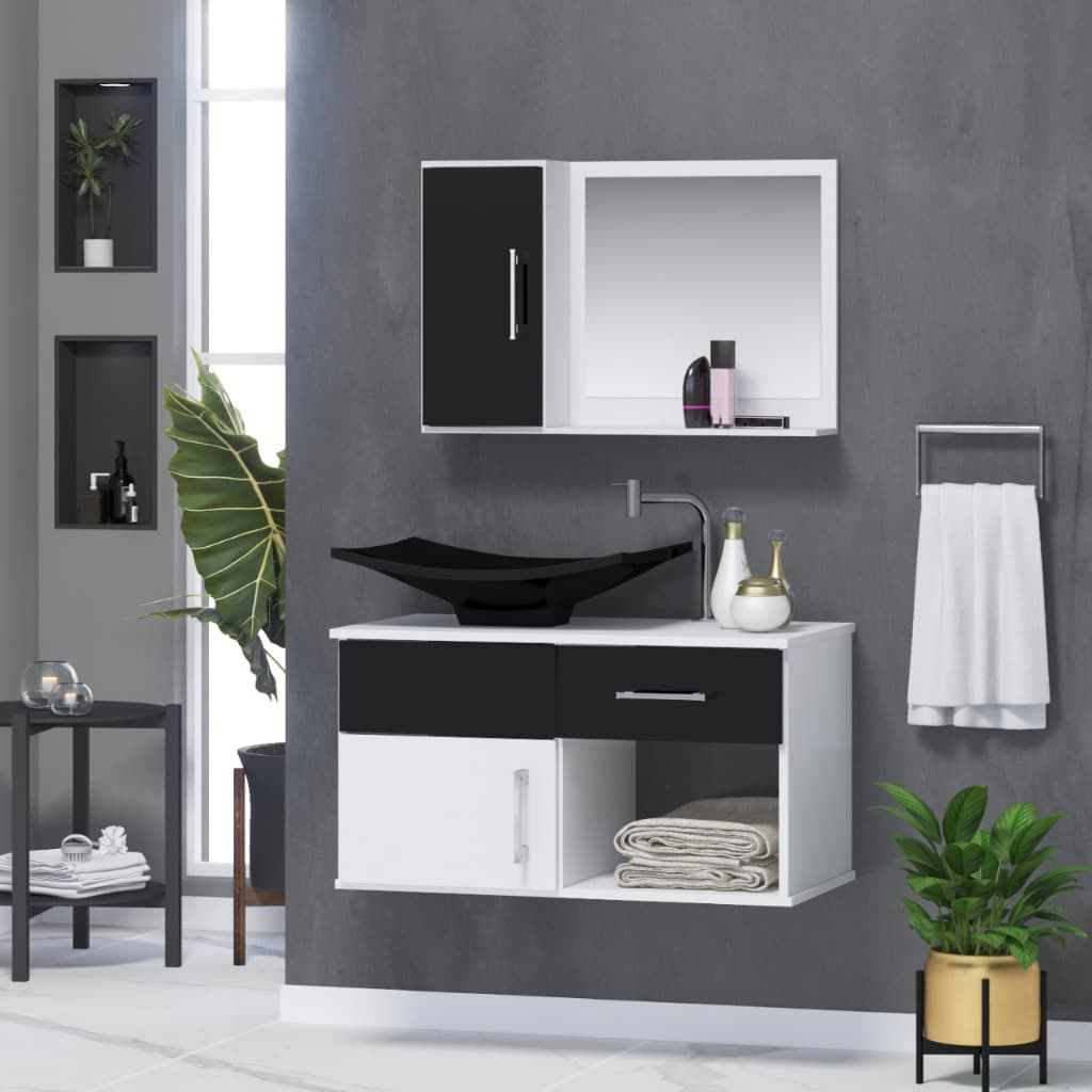 Conjunto New Stilo MDF gabinete para banheiro com pia e espelheira