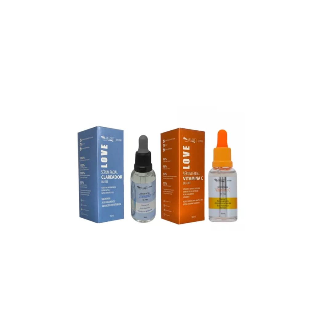 Sérum Clareador + Sérum Vitamina C Max Love Kit C/2 Unidades