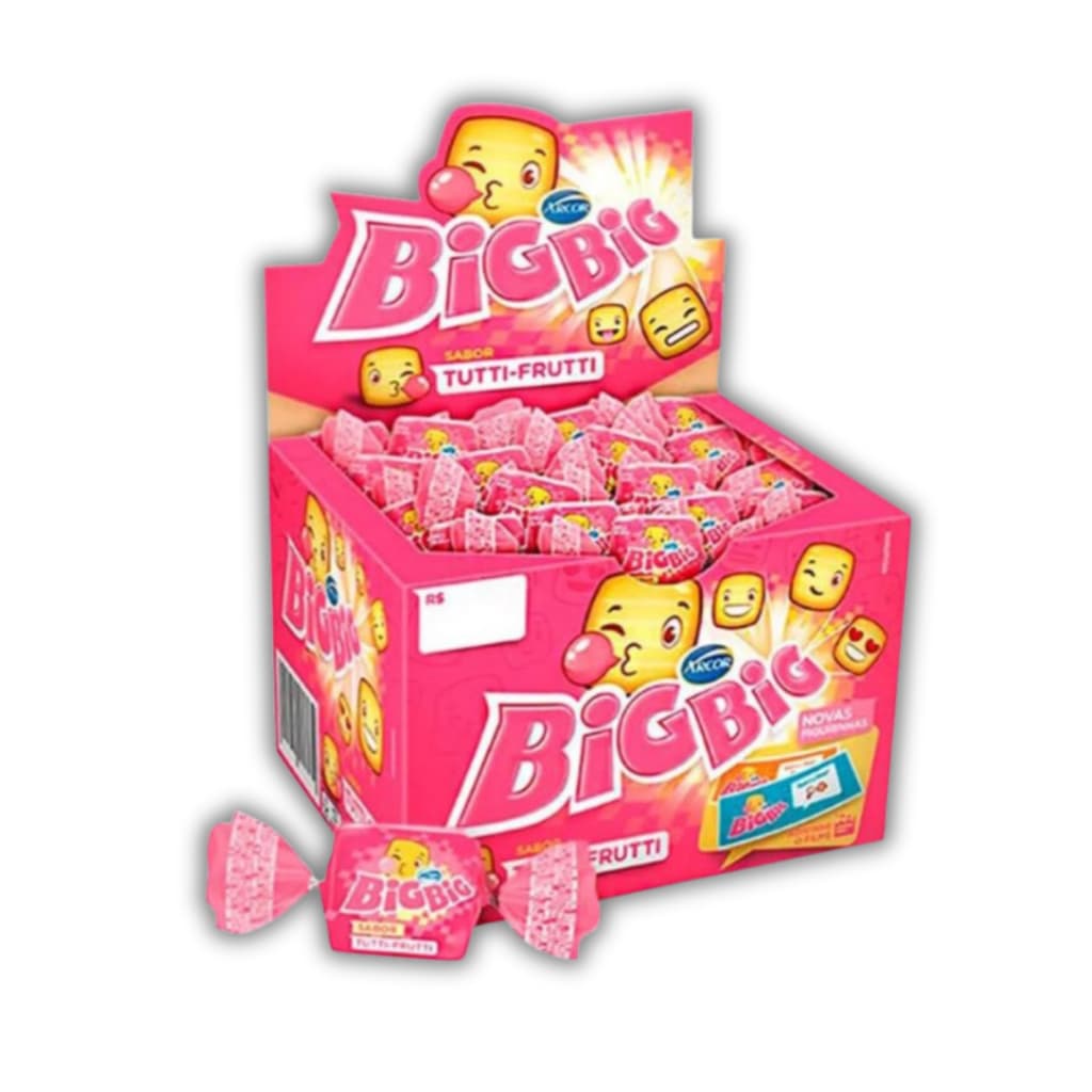 Chiclete Big Big Tutti-Frutti Arcor Caixa 90un Doces para Lembrancinhas Festa Atacado
