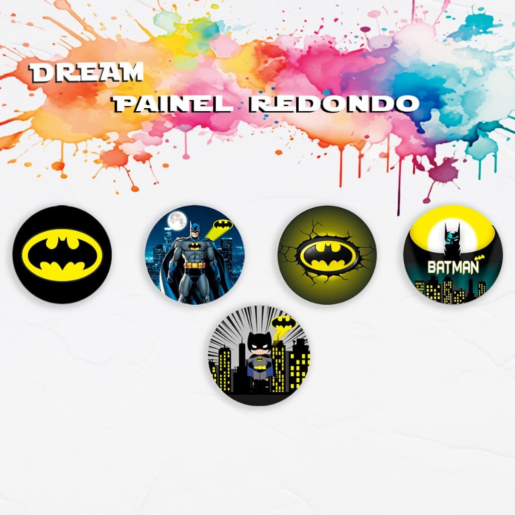 Capas Para Painel Redondo Temático BatMan Gothan Heroi DC Liga da Justiça Menino Menina Festa Aniversário Cenário Ensaio