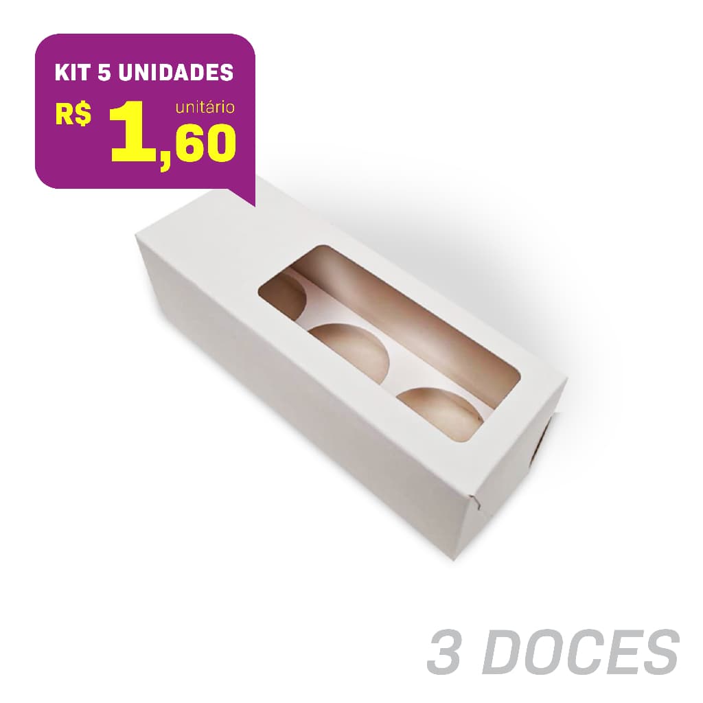 KIT 10 UNIDADES - Caixa 3 Doces, Brigadeiros
