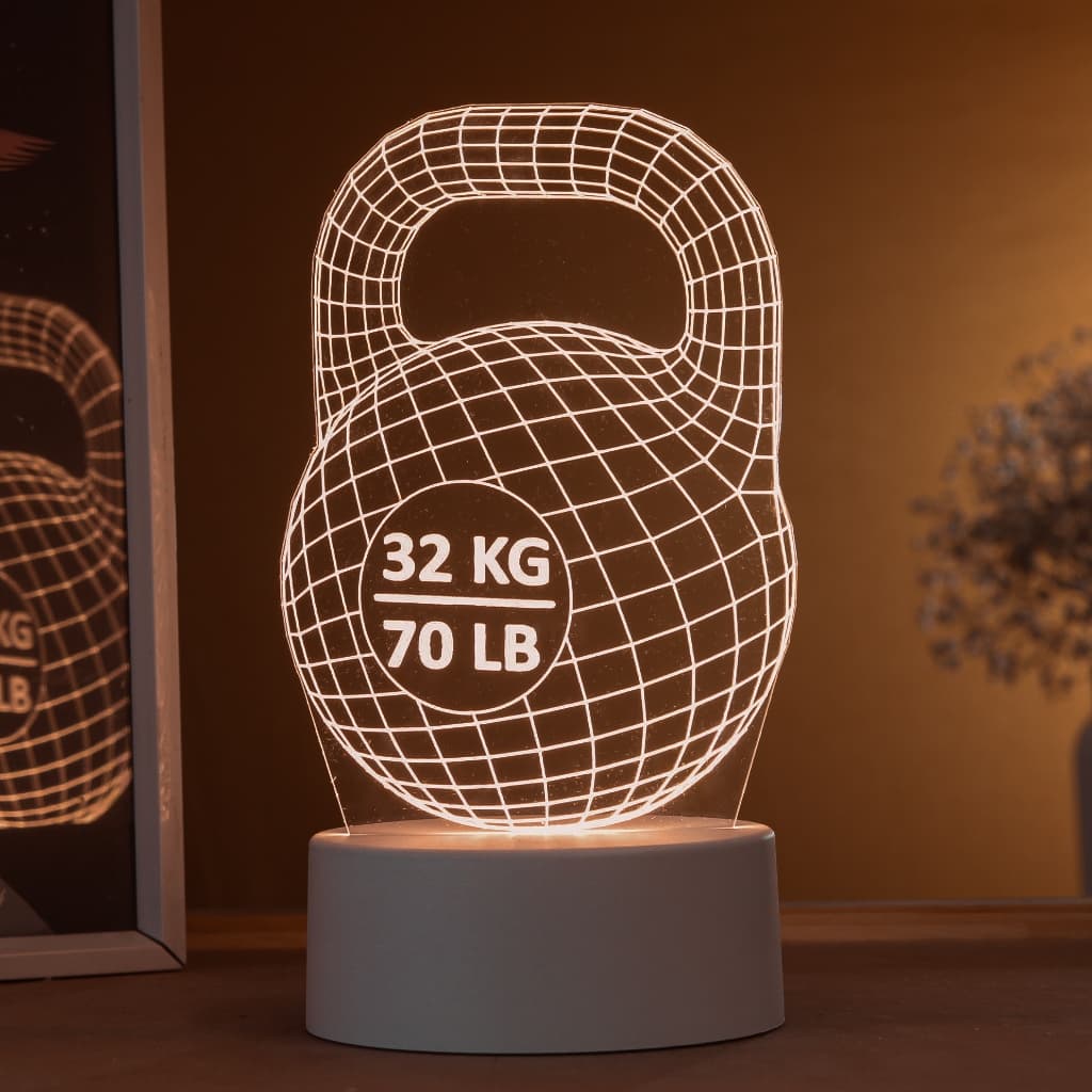 Luminária LED 3D de Mesa / Luz Noturna Presente Criativo / Decoração - peso de academia kettlebell 3D, peso querobel