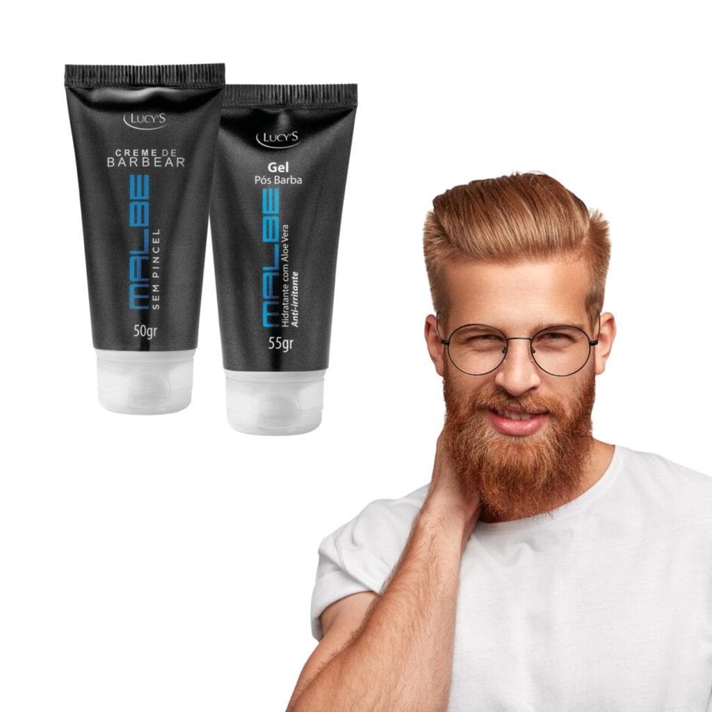Kit Barba Malbe Gel Pós E Creme Barbear Lucy's