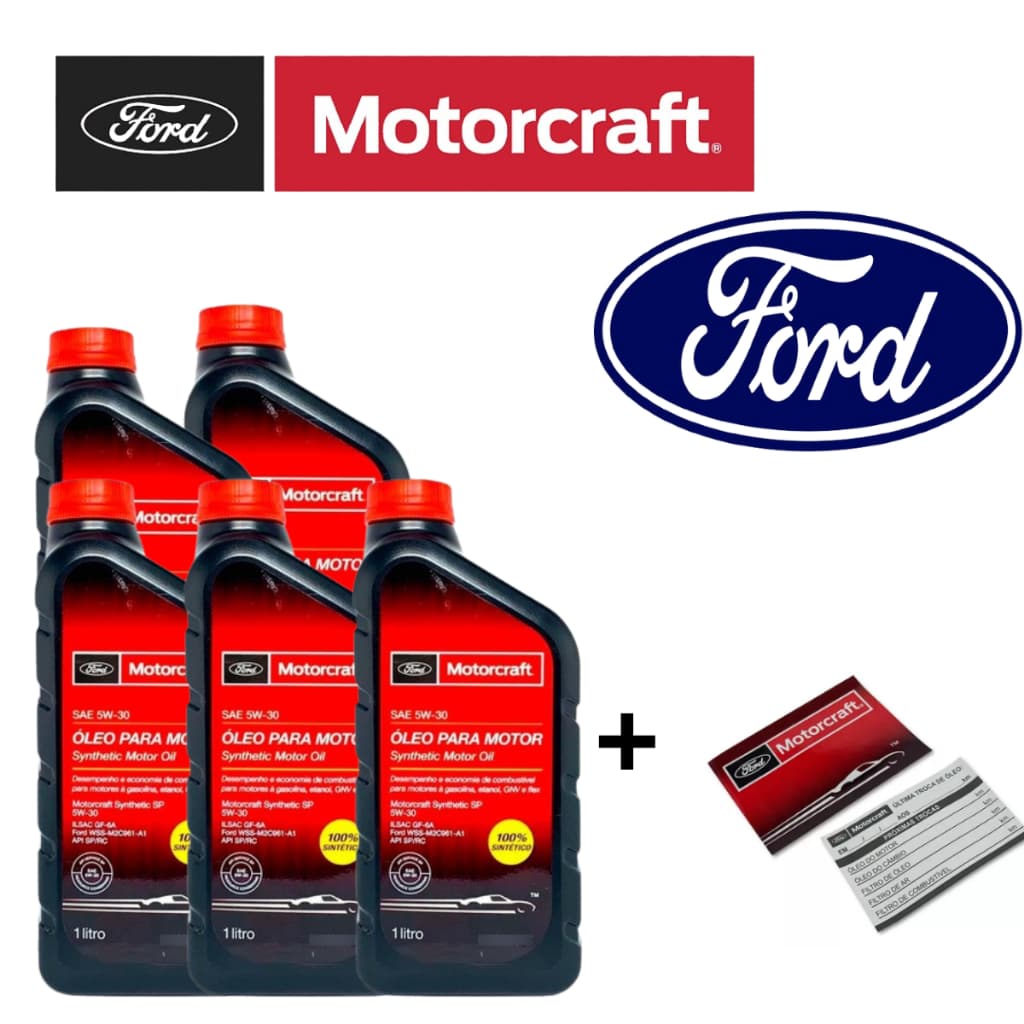 Kit 5 Litros 5w30 100% Sintetico Motorcraft Original Ford + Etiqueta Revisão