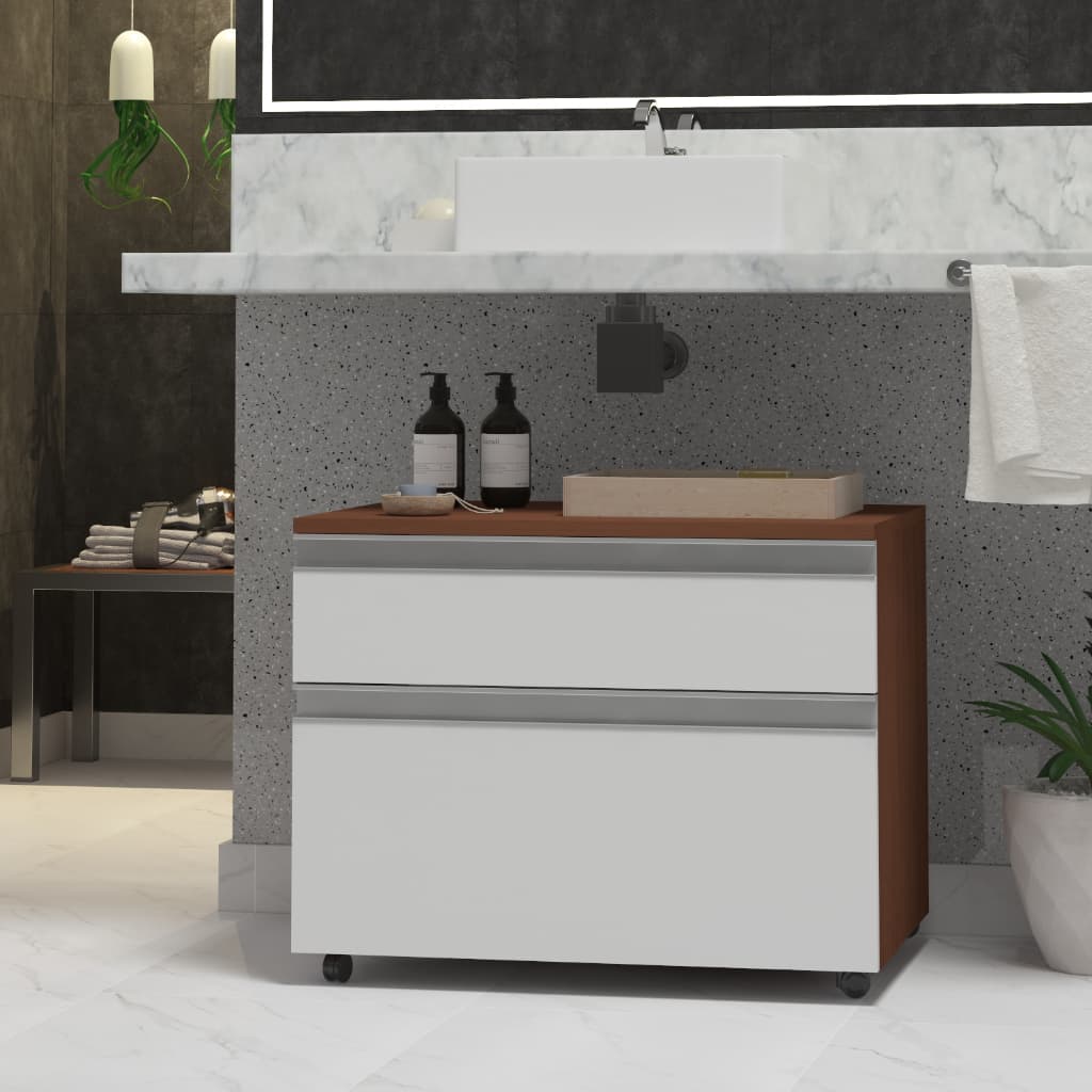 Armário de Banheiro com rodinhas multifuncional Safira MDF 60cm
