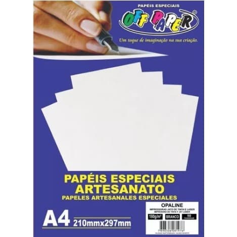 Papel Opaline, PAPEL certificado 180g- PACOTE 50 FOLHAS A4 Branco Off Paper-papel offset