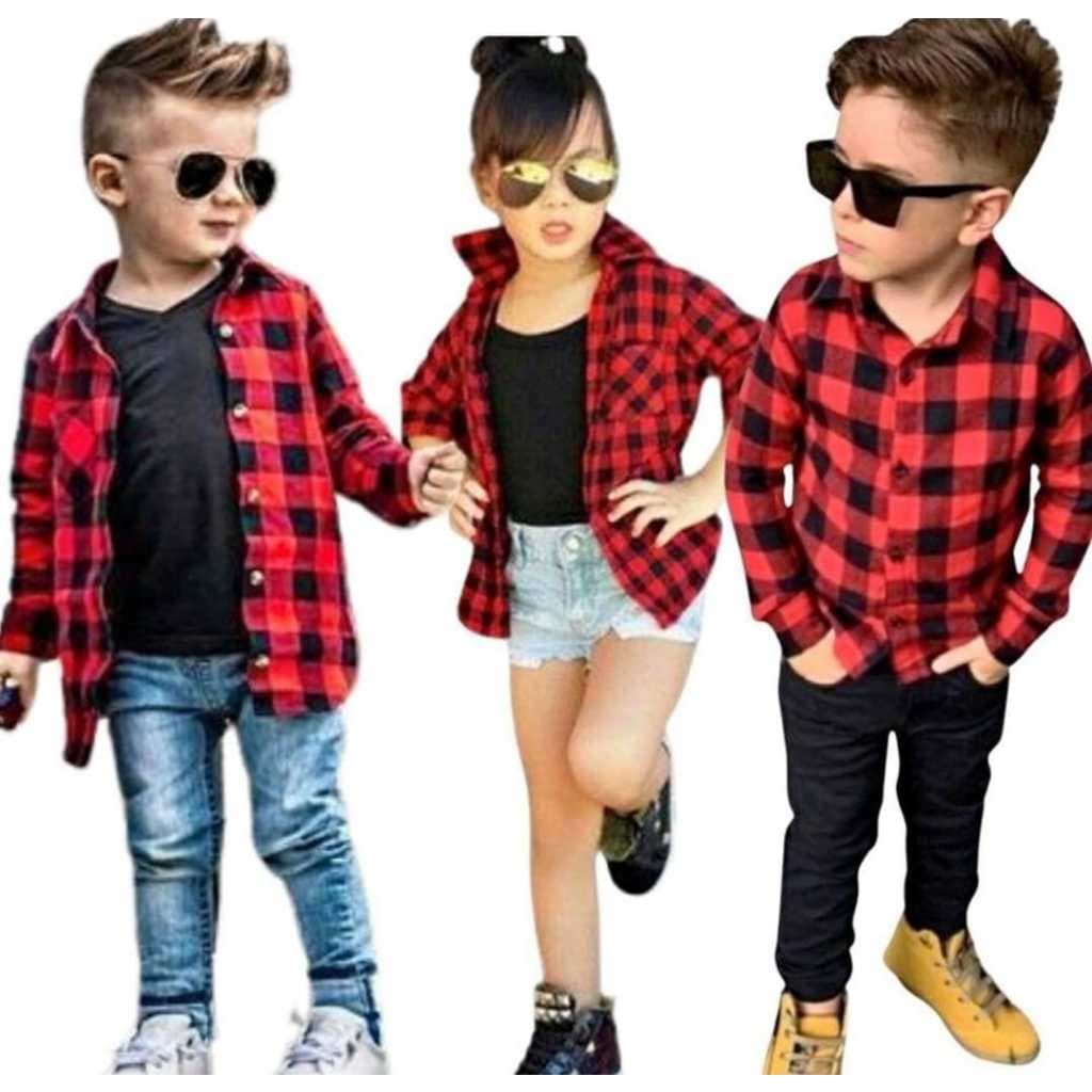 Camisa Xadrez Infantil Caipira Blusa Flanelada Criança Festa Junina Arraia