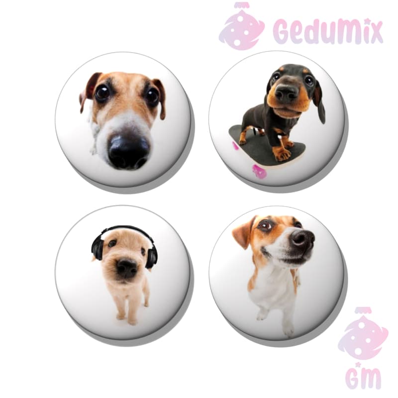 KIT 4 Bottons Broches DOG Memes de Cachorrinhos