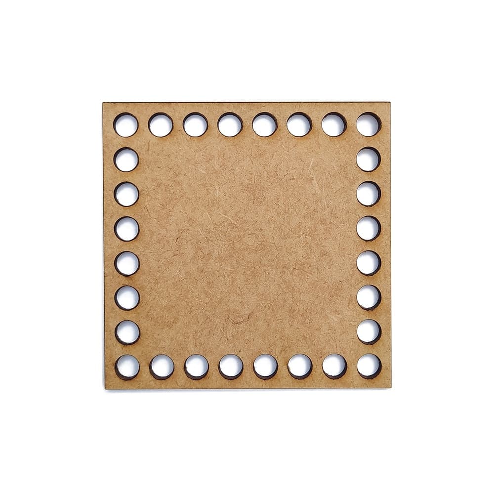 Kit com 50 bases Quadradas crochê fio de malha MDF 10cm