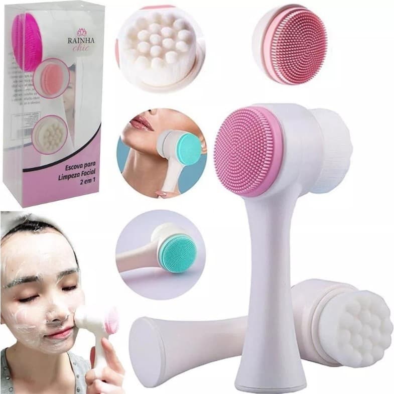 Skin Care - Escova 2 em 1 limpeza dos poros e esfoliação do rosto