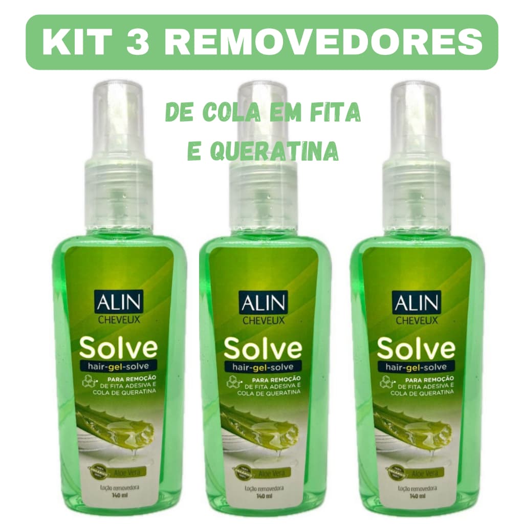 Kit 3 Removedores De Mega Hair Alin Gel Solve 140ml