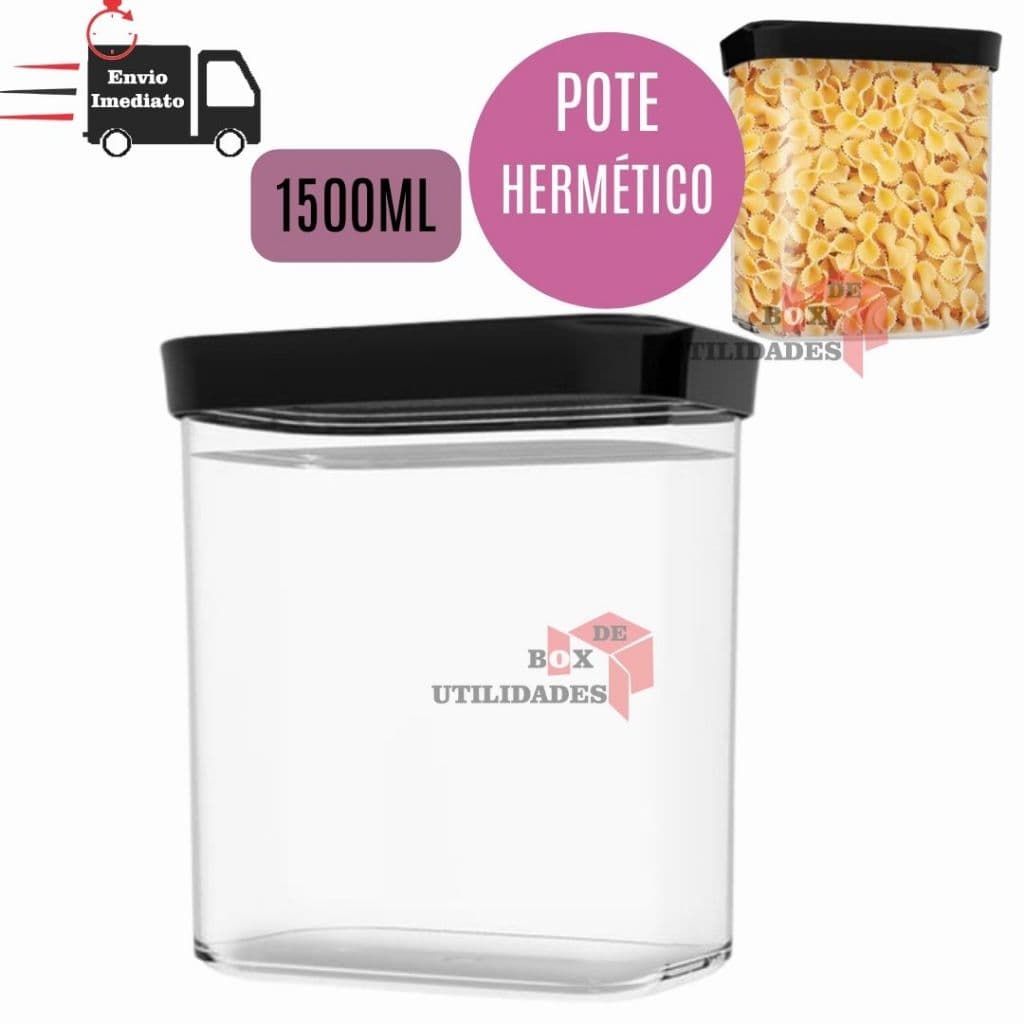 Pote Hermético 1500ml  Anti Impacto Medias Porcoes Porta Mantimentos Para Grãos Frutas Cereais Maracarrao Torrada