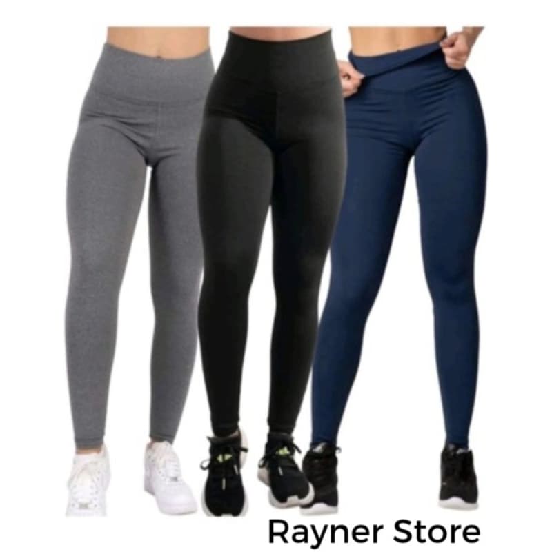 Kit 3 Calças Leg Feminina Fitness Suplex Academia Treino