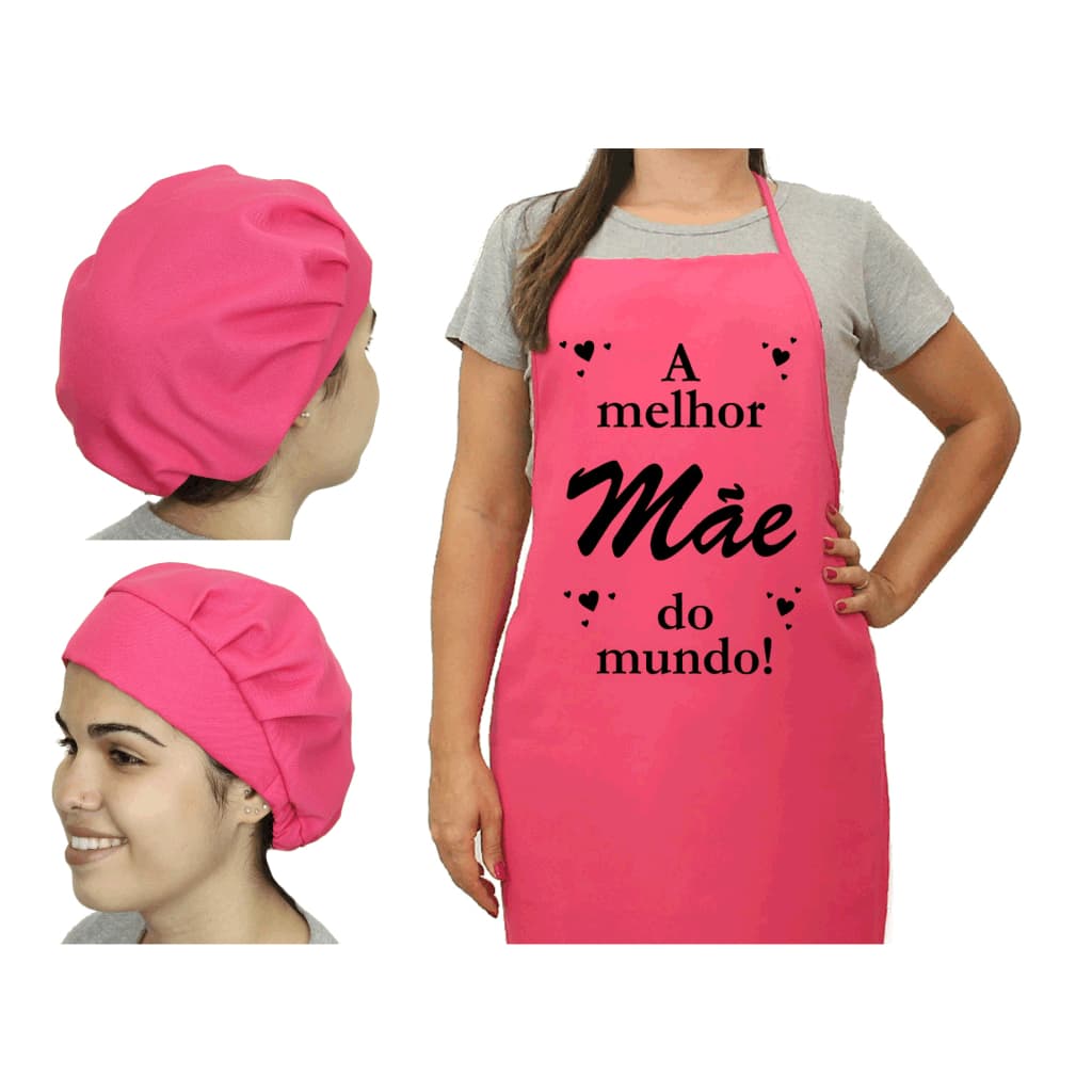 Avental Em Oxford Rosa Liso Ajustável Para Cozinha Restaurante Presente Dia Das Mães Promoção