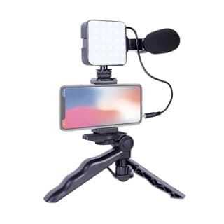 Kit Estúdio Movel Profissional Para Live TikTok Instagran Youtube Vlog Microfone Para Câmera De Celular Gravação De Vídeo Condensador