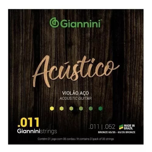 Encordoamento Cordas Violão Aço Acústico 011 Giannini
