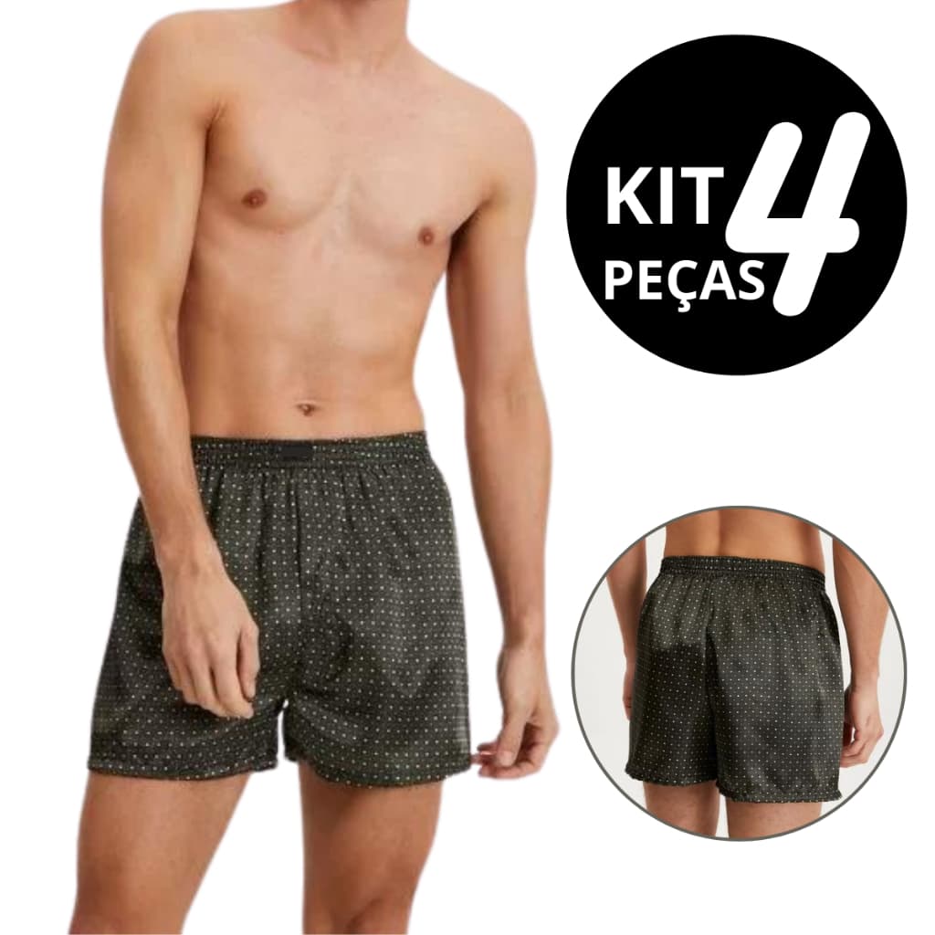 Kit 4 Cueca Samba Canção De Cetim Malha Fria Short De Dormir Confortável