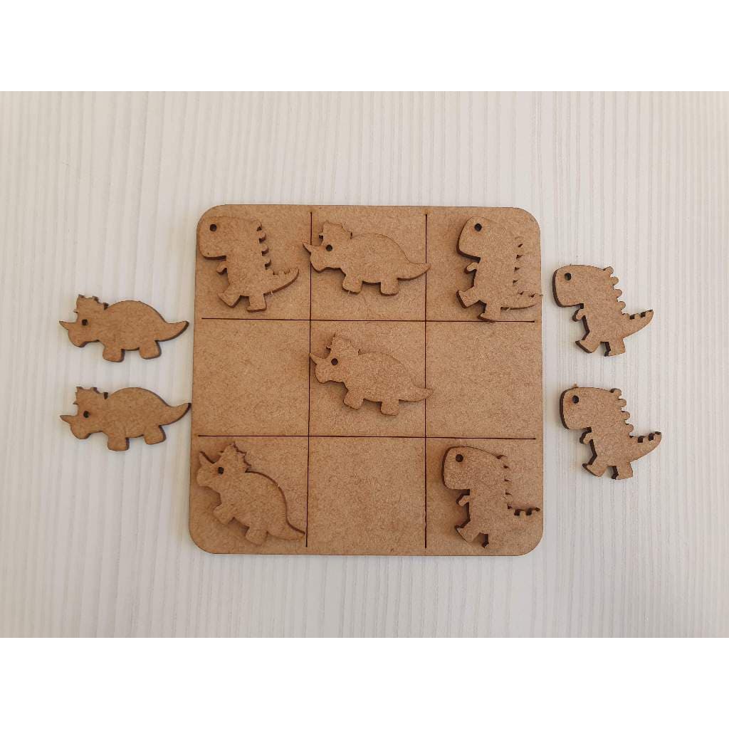 5 Jogos da velha Dinossauro T Rex Tricerátops em MDF 10cm tabuleiro brinquedo presente lembrancinha kit