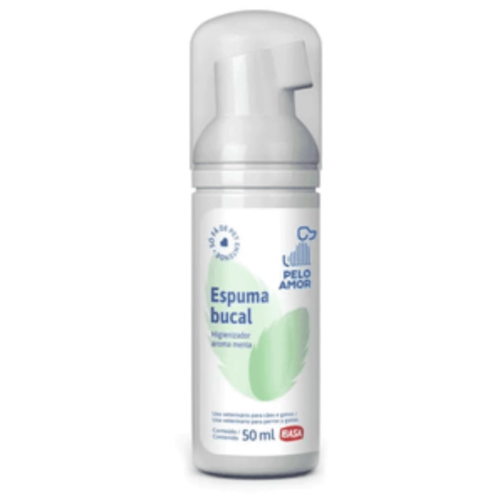 Espuma Bucal Ibasa 50ml Elimina Mau Hálito De Caes E Gatos Sabor Menta